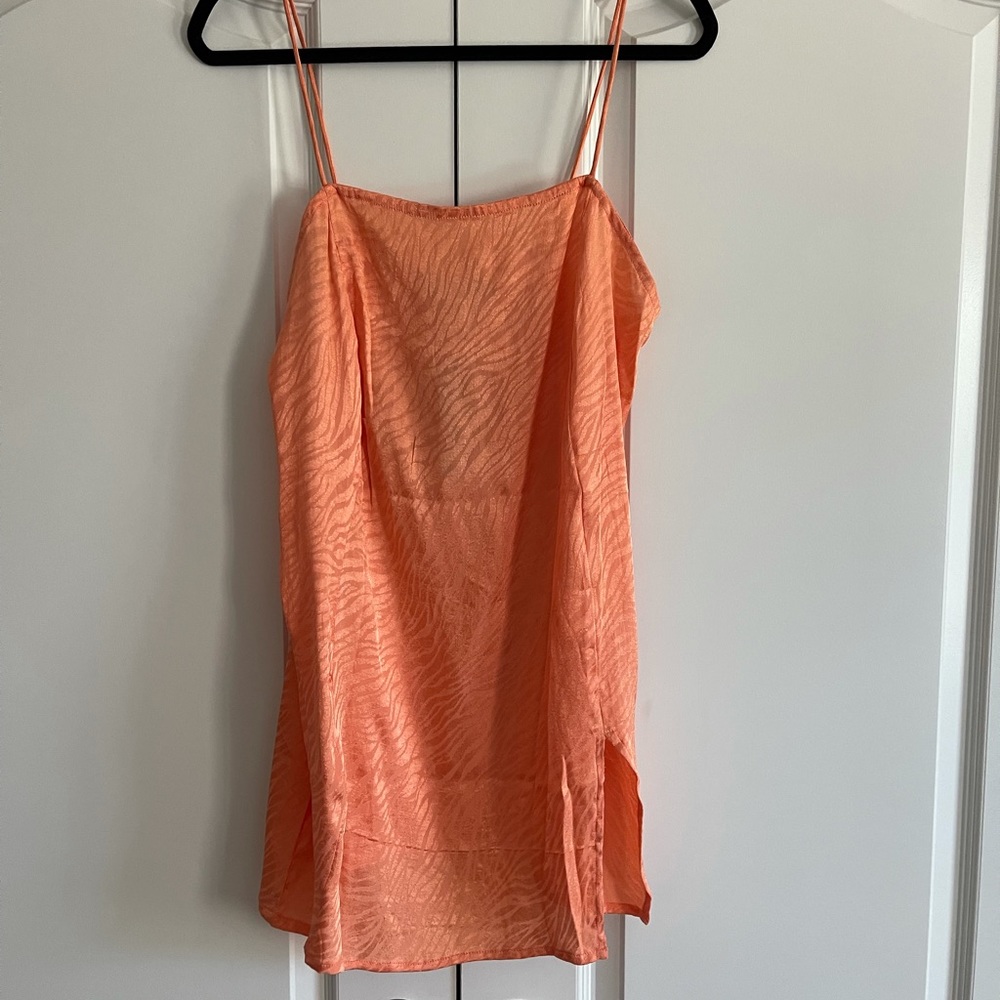 Satin orange zebra slip dress